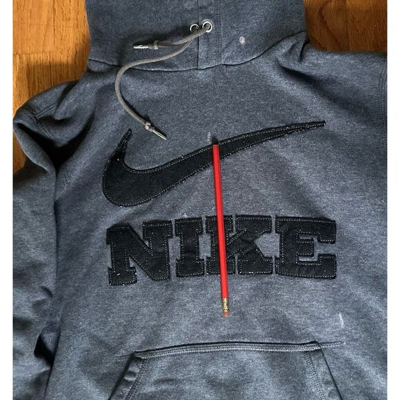 NIKE Hoodie Gray Men's S The Athletic Dept Y2K Spell Out Swoosh Pullover Sweater - Picture 4 of 16